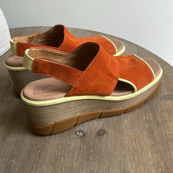 Sorel Joanie III Desert Sun Suede Wedge Platform Comfort Sling Back Sandals - Picture 5 of 17